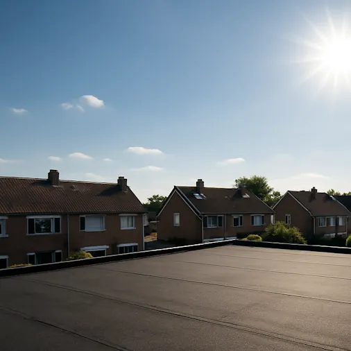 schade lekkage dak plat bitumen plat bitumen onder een warme zon
